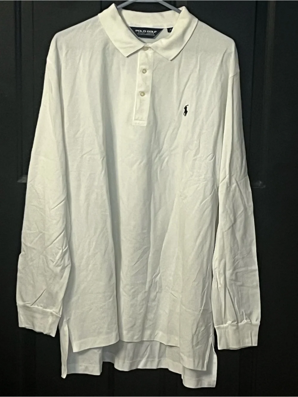 Ralph Lauren White Long Sleeve Polo with Black Pony Logo